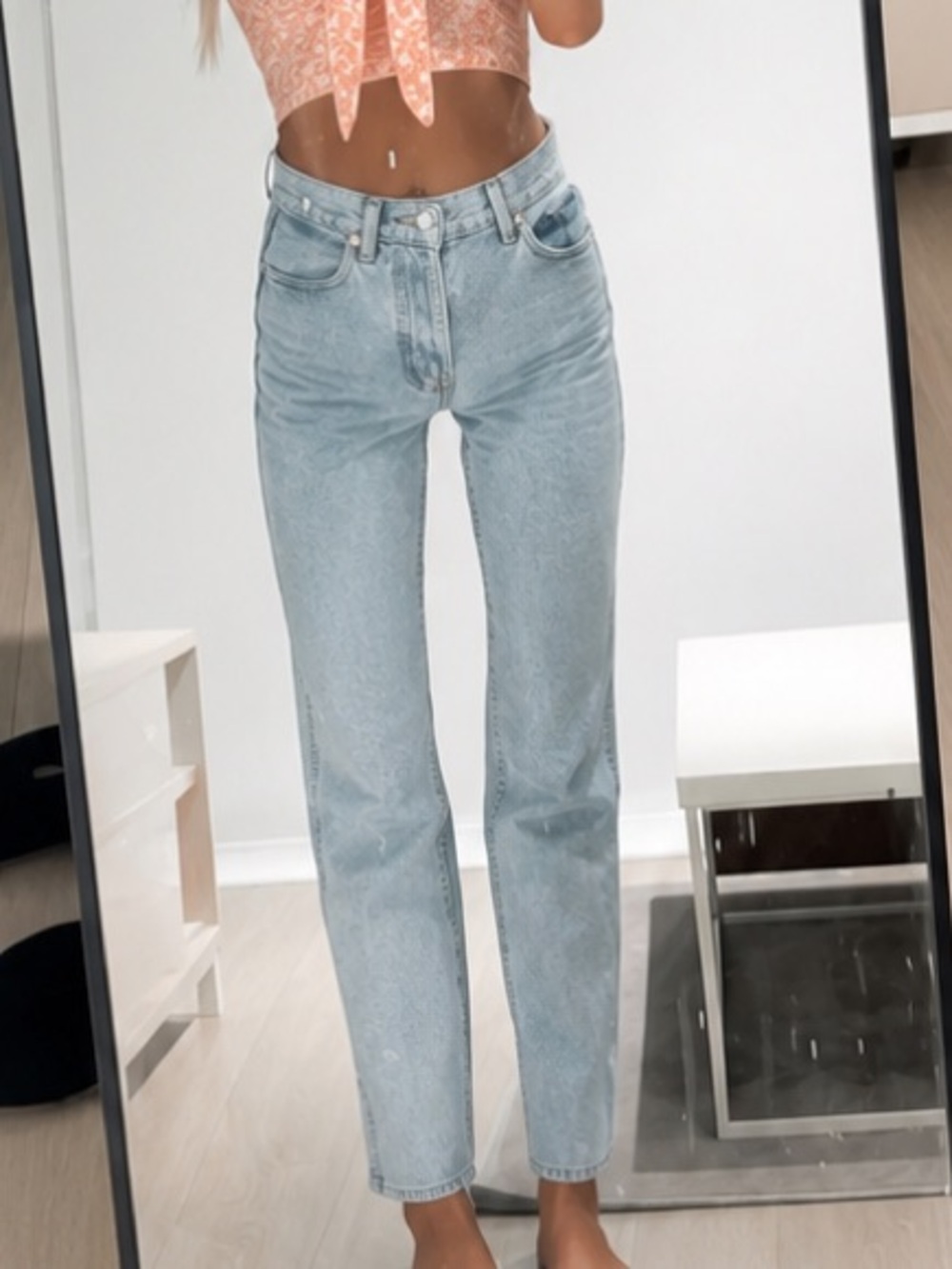 REVICE high waisted acid wash straight leg jeans